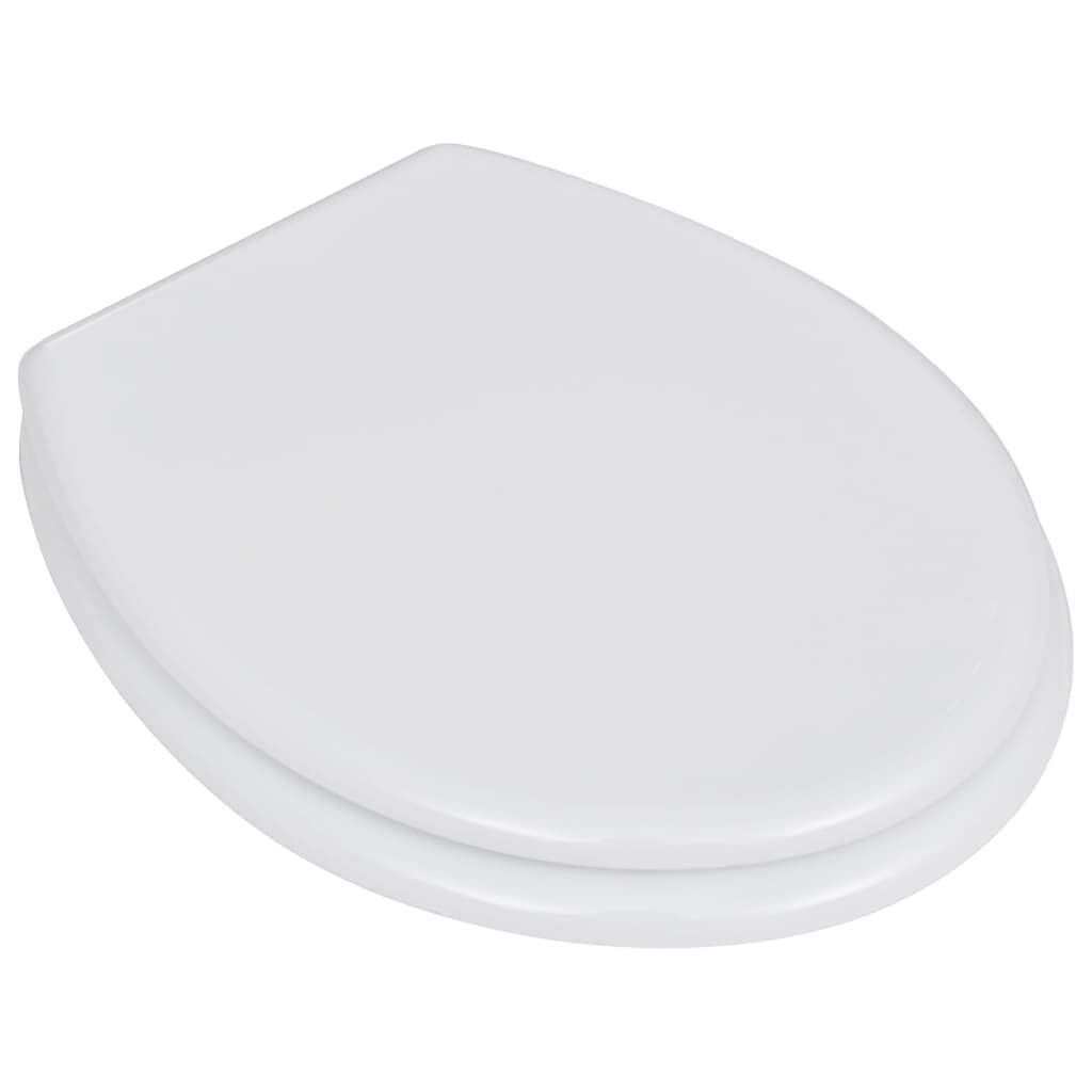 vidaXL トイレ便座 シンプル設計 MDF製ふた ホワイト