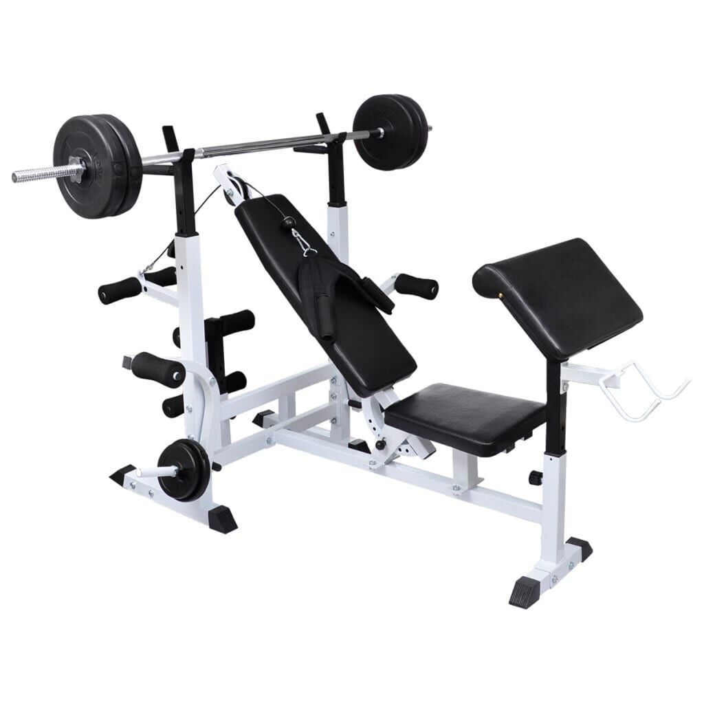 vidaXL ウェイトラック＋バーベル＋ダンベルセット付ワークアウトベンチ 60.5 kg (90366+90375)