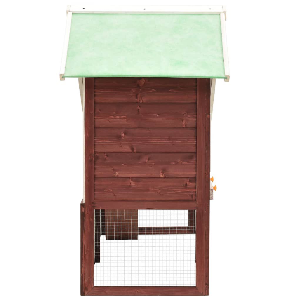 vidaXL うさぎ小屋 モカ＆ホワイト 140x63x120cm モミ無垢材