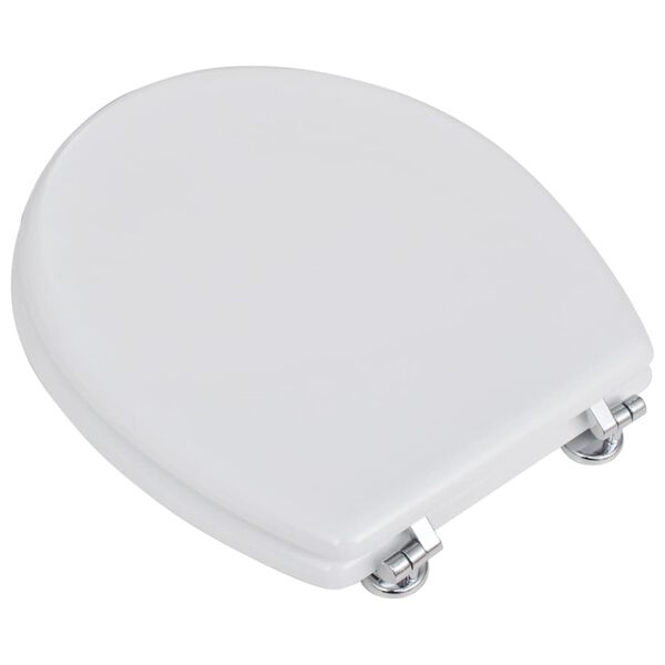 vidaXL トイレ便座 シンプル設計 MDF製ふた ホワイト