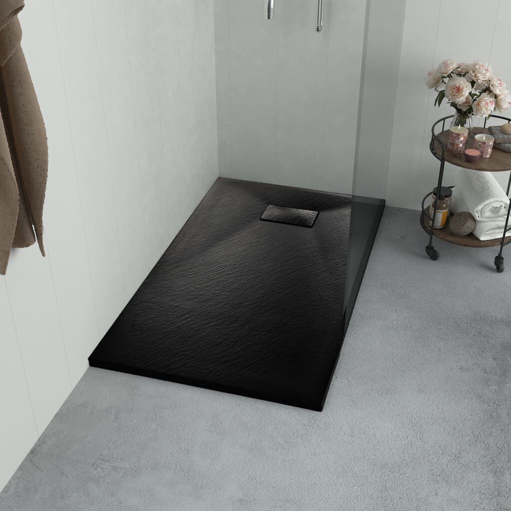 vidaXL シャワートレイ SMC ブラック 80x80cm