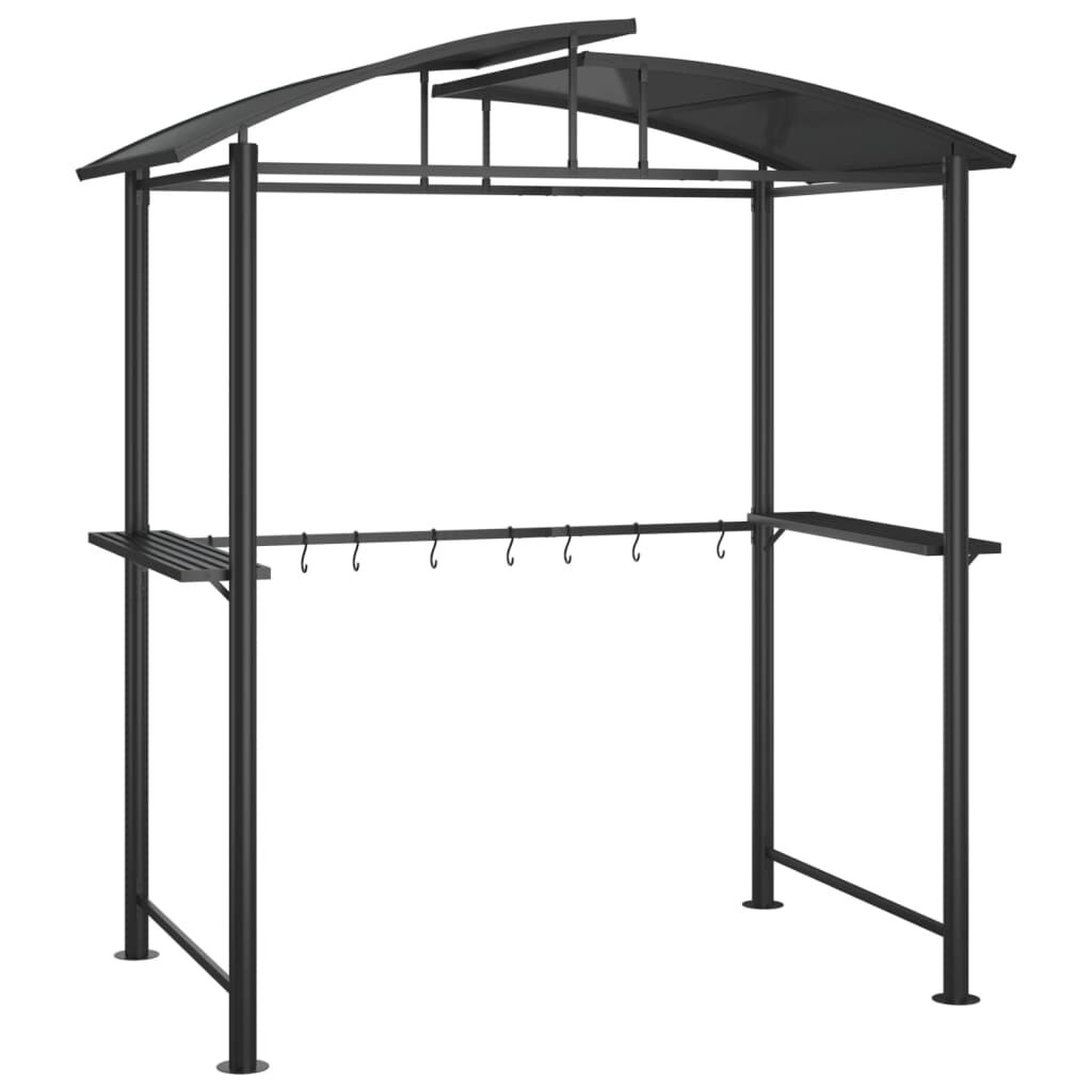 vidaXL BBQ ガゼボ サイドシェルフ付き アントラシート 210x114x230 cm スチール製