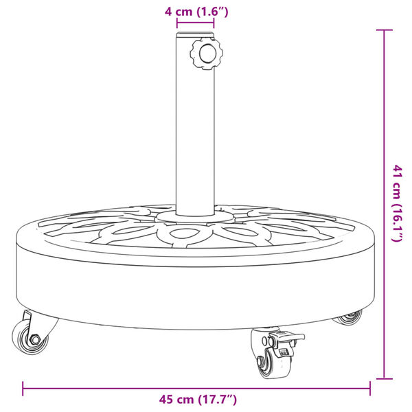 vidaXL パラソルベース ホイール付き Ø38 / 48 mm ポール用 27 kg ラウンド