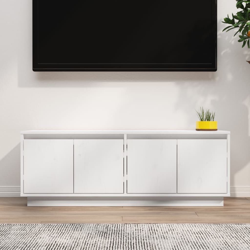 vidaXL テレビキャビネット ホワイト 110x34x40 cm パイン無垢材