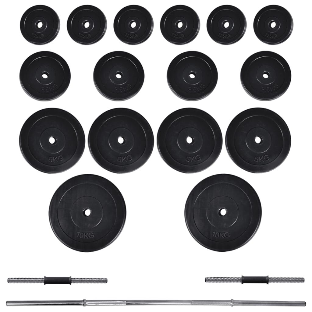 vidaXL ウェイトラック＋バーベル＋ダンベルセット付ワークアウトベンチ 60.5 kg (90366+90375)