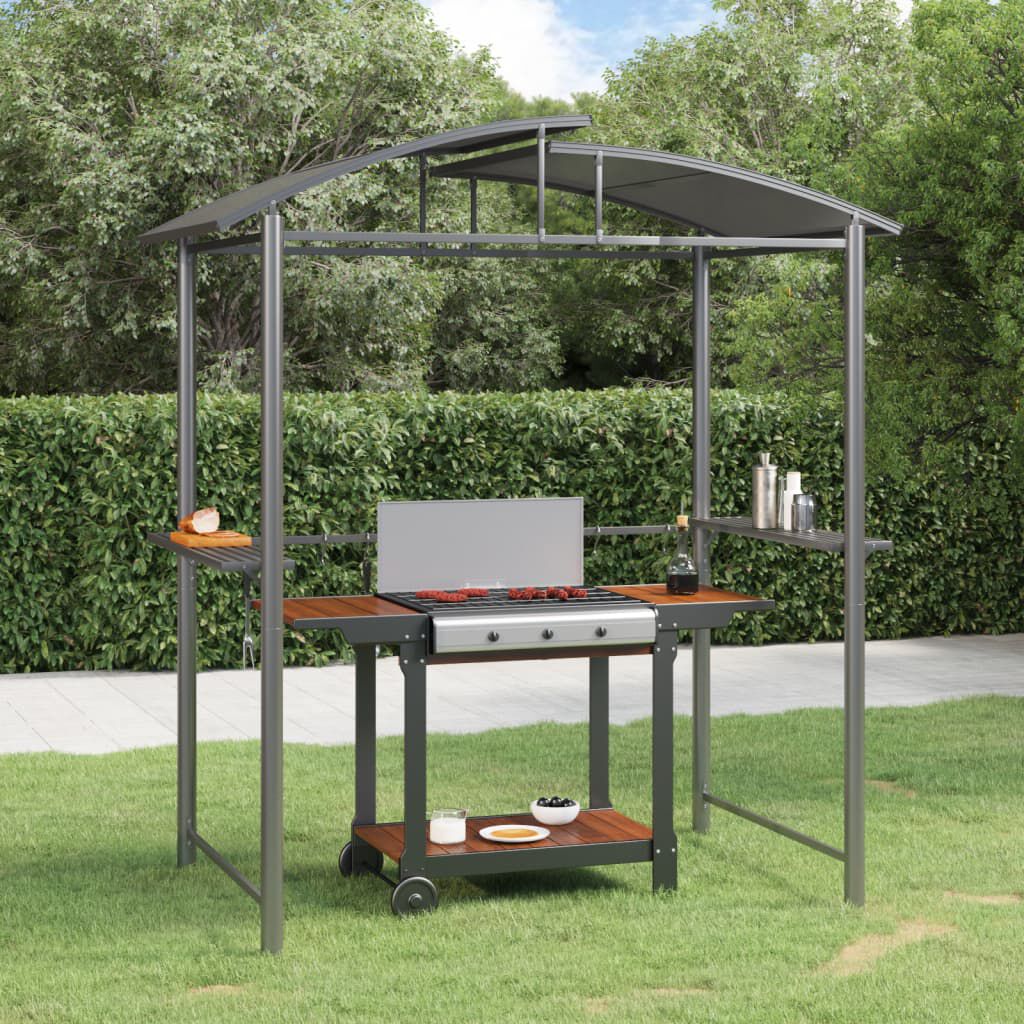 vidaXL BBQ ガゼボ サイドシェルフ付き アントラシート 210x114x230 cm スチール製