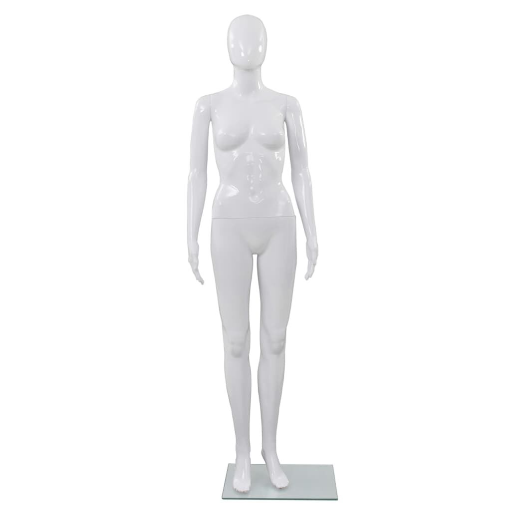 vidaXL マネキン 女性全身 ガラスベース付き グロスホワイト 175cm