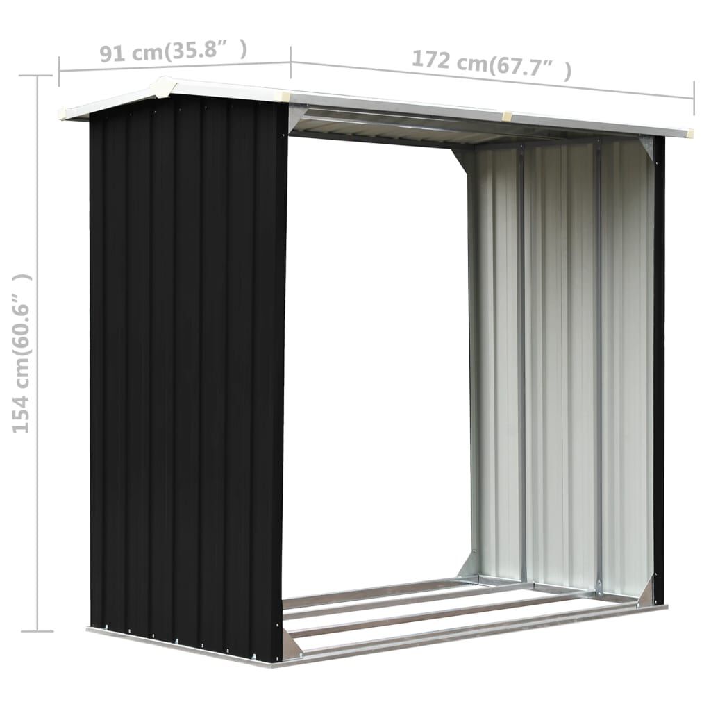 vidaXL 薪小屋 亜鉛メッキ鋼製 172x91x154cm アントラシート
